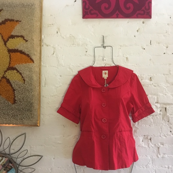 SOLD ANTHROPOLOGIE TULLE PETERPAN COLLAR PEACOAT - Picture 2 of 8